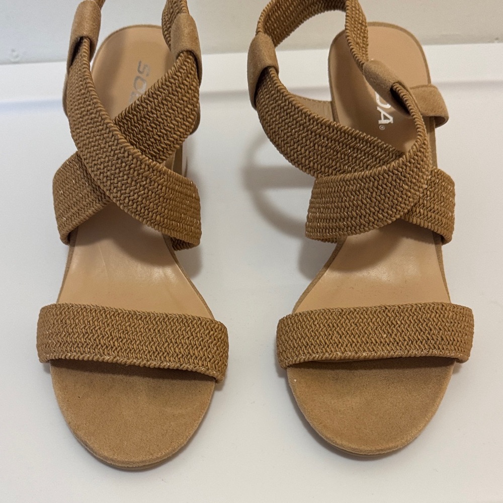 Soda Tan Woven Strap Sandals